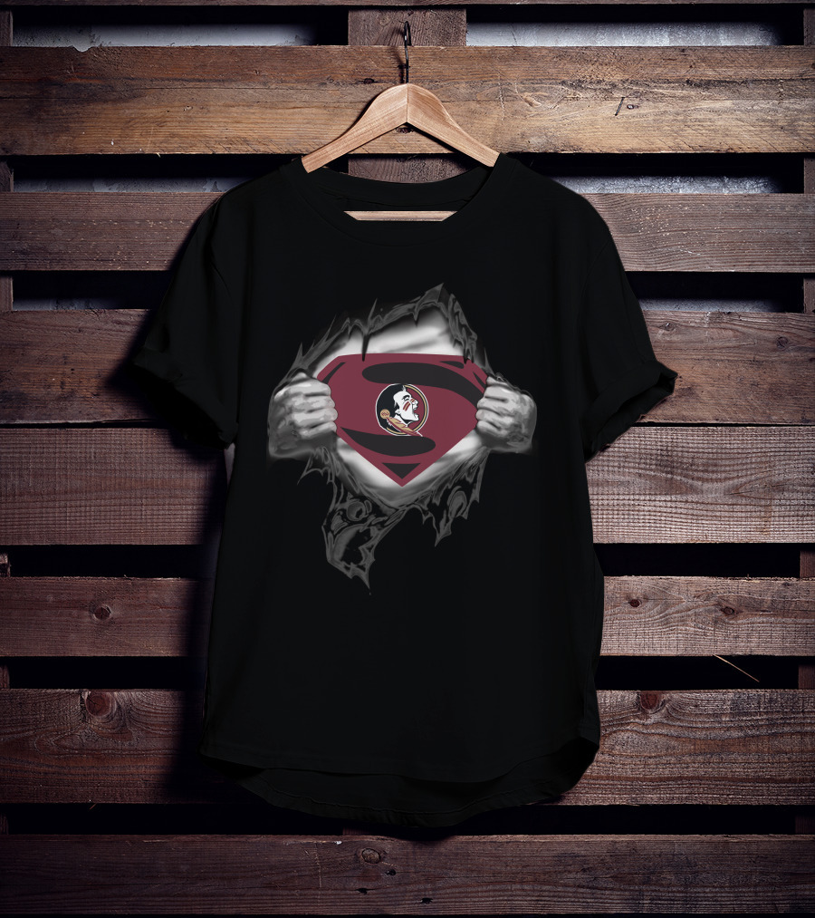 Florida State Seminoles Superman Logo Emblem Tear Effect T-Shirt