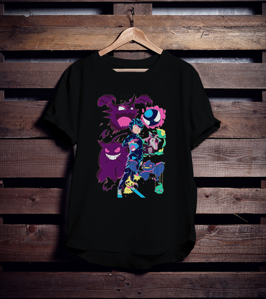 Jelly89 Limitee Pokemob Anime Character With Ghostly Creatures T-Shirt