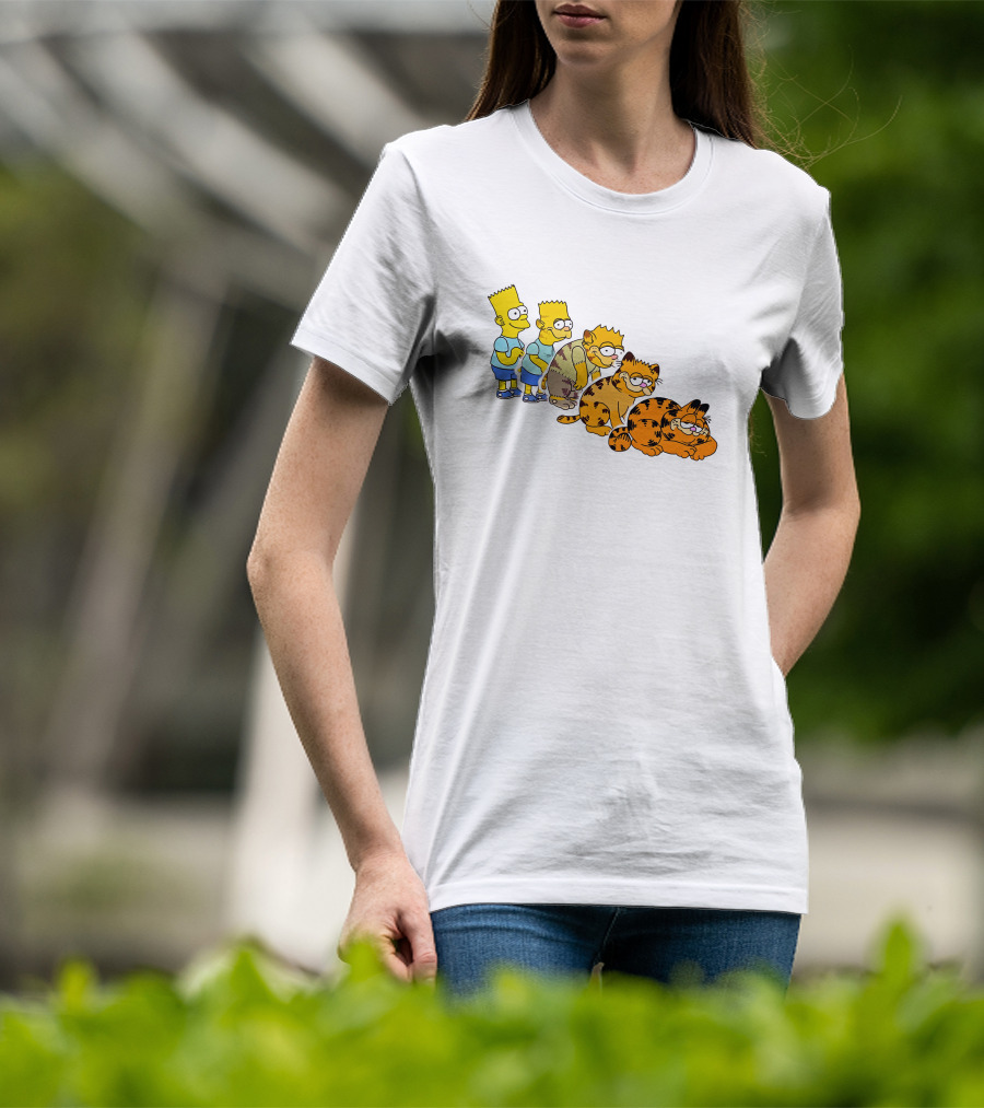 Bart Simpson Garfield Evolution Steps T-Shirt