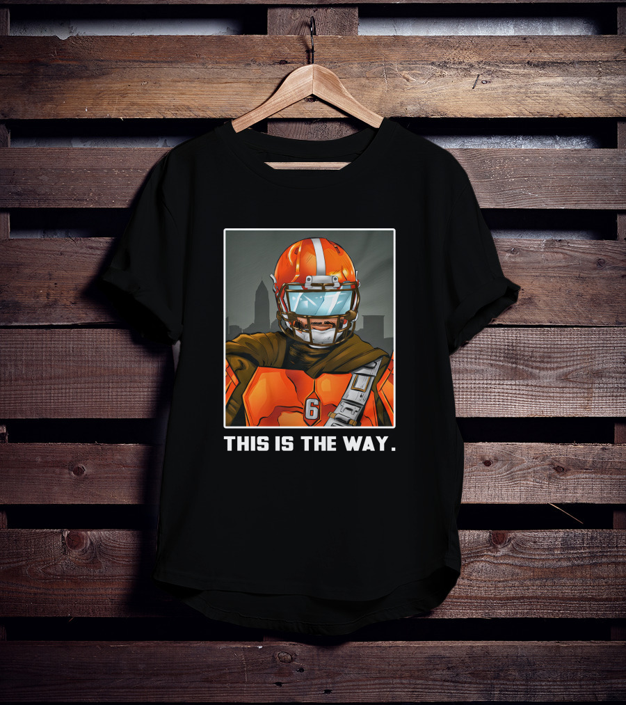 Nick Pedone This Is The Way Orange Football Helmet Visor Sci-Fi Armor 6 T-Shirt