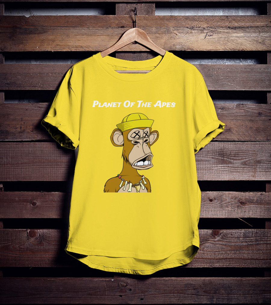 Planet Of The Apes NFT Style Yellow Hat Cross-Eyed Ape T-Shirt
