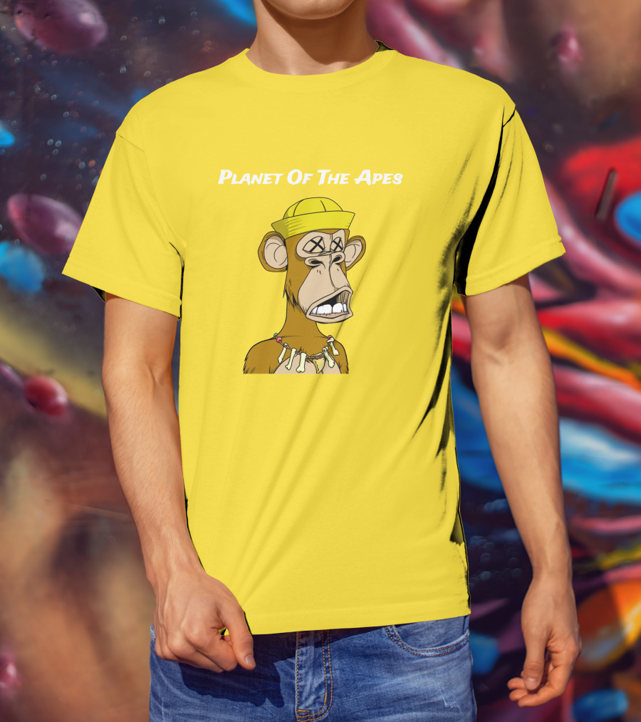 Planet Of The Apes NFT Style Yellow Hat Cross-Eyed Ape T-Shirt