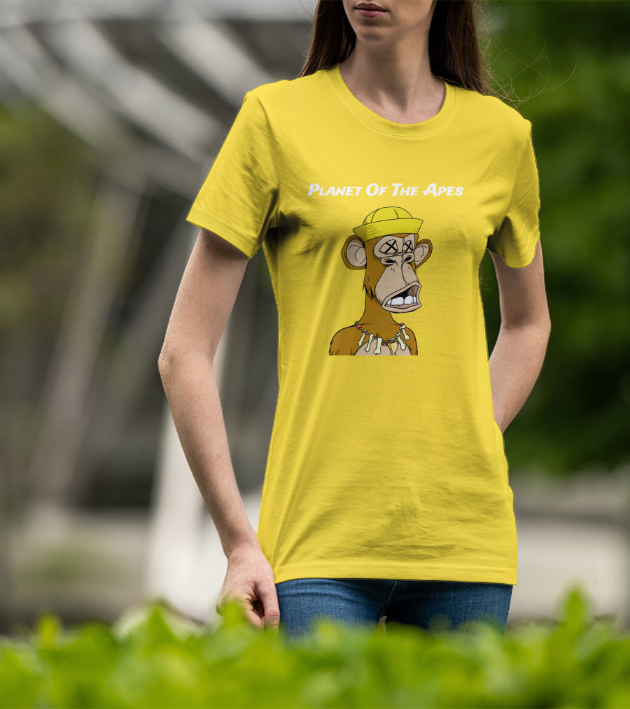 Planet Of The Apes NFT Style Yellow Hat Cross-Eyed Ape T-Shirt