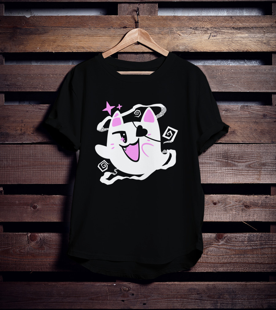 Shark Robot Merch Halloween Goro Ghost Cat With Eye Patch And Stars T-Shirt