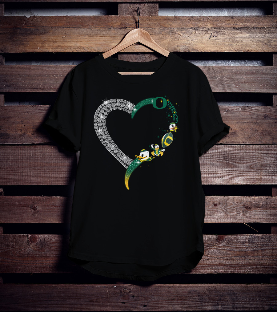 OD Heart Oregon Ducks Sparkling Heart Puddles Football T-Shirt