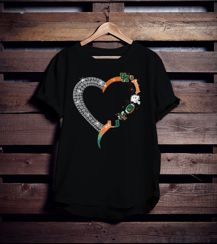 Miami Hurricanes Heart Sparkle U T-Shirt