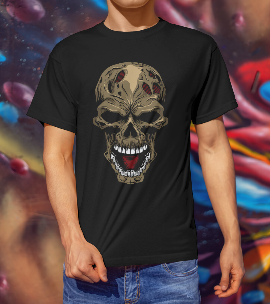 Skull Zombie Mask Halloween T-Shirt