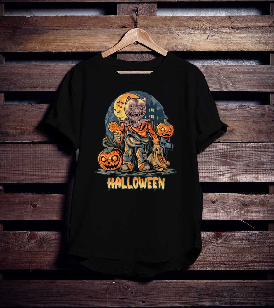 Halloween Pumpkin Trick Or Treat Scary Costume T-Shirt