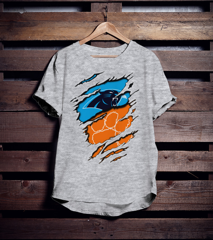 Carolina Panthers Clemson Tigers Paw Scratch T-Shirt