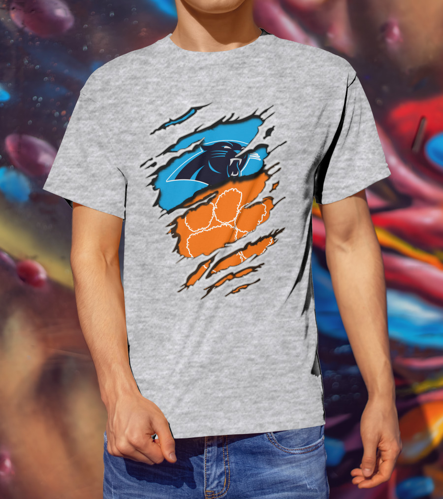 Carolina Panthers Clemson Tigers Paw Scratch T-Shirt