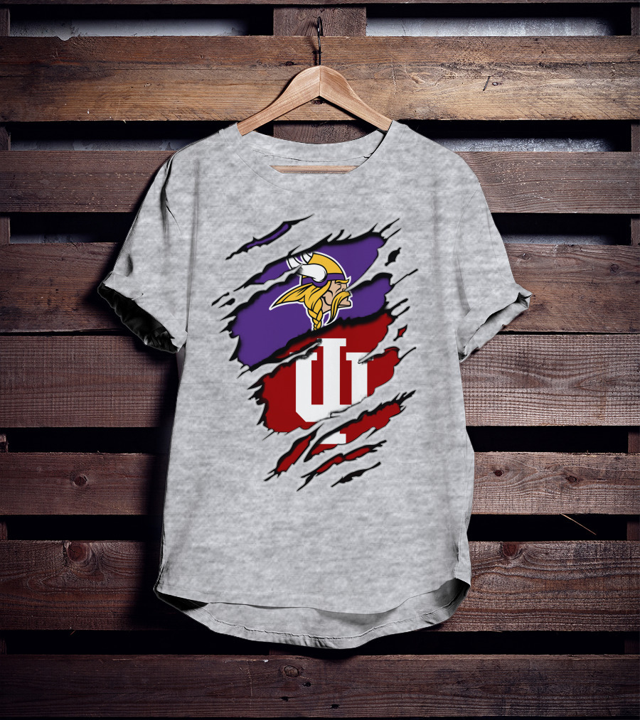 Vikings Indiana Hoosiers Torn Logo Mashup T-Shirt
