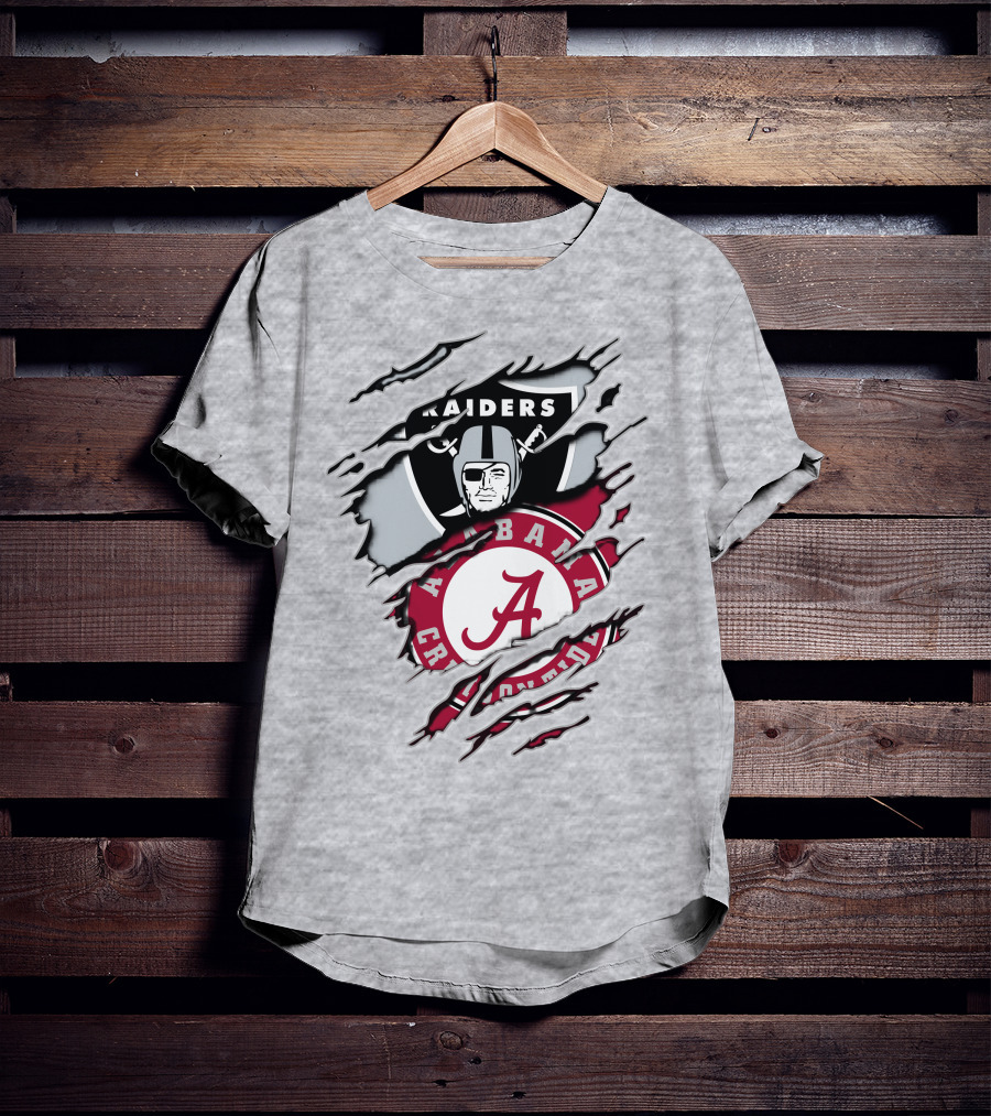 Alabama Crimson Tide Raiders Logo Mashup With Helmeted Mascot T-Shirt