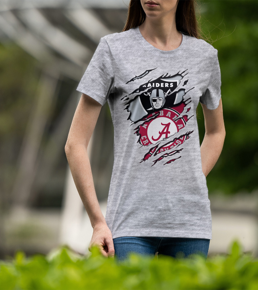 Alabama Crimson Tide Raiders Logo Mashup With Helmeted Mascot T-Shirt