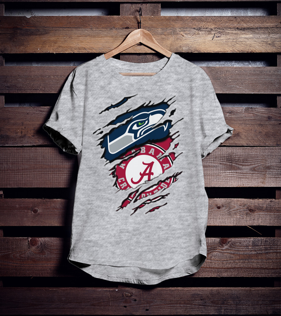 Seahawks Alabama Crimson Tide Football Fusion T-Shirt