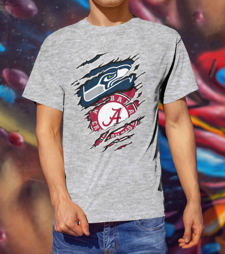 Seahawks Alabama Crimson Tide Football Fusion T-Shirt
