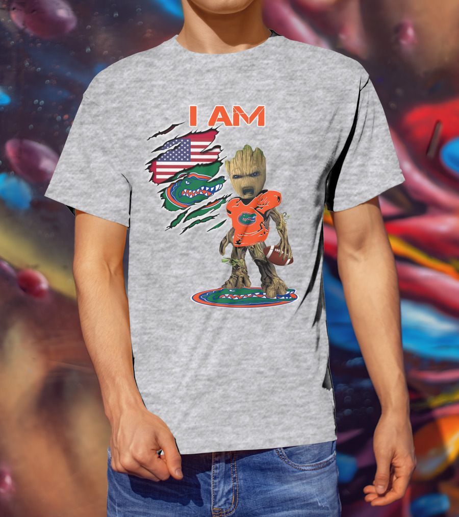 I AM Groot Florida Gators USA Flag Football T-Shirt