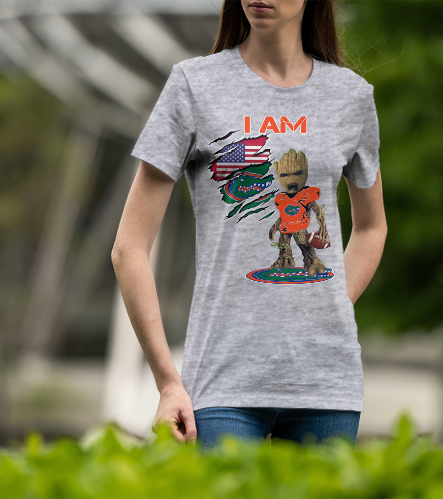 I AM Groot Florida Gators USA Flag Football T-Shirt