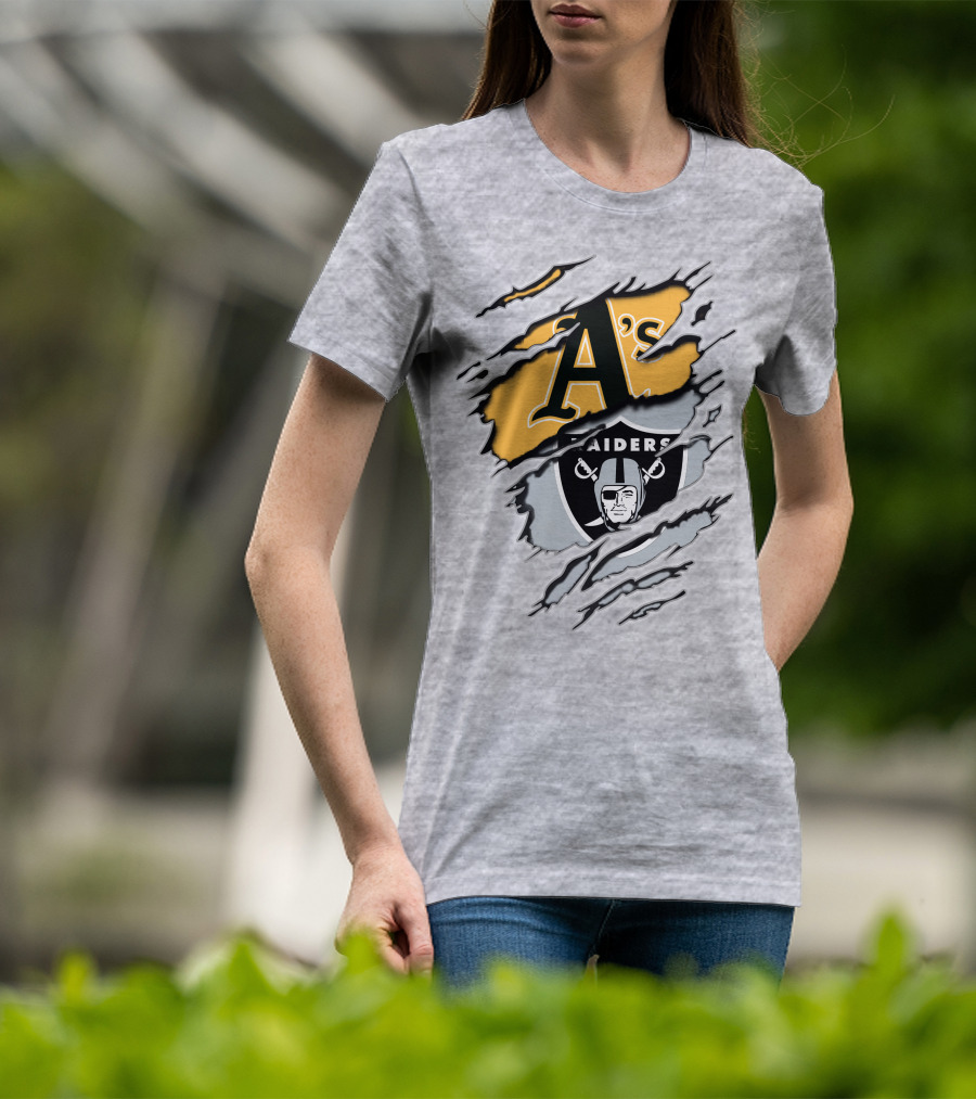 A's Raiders Ripped Crossover Sports T-Shirt