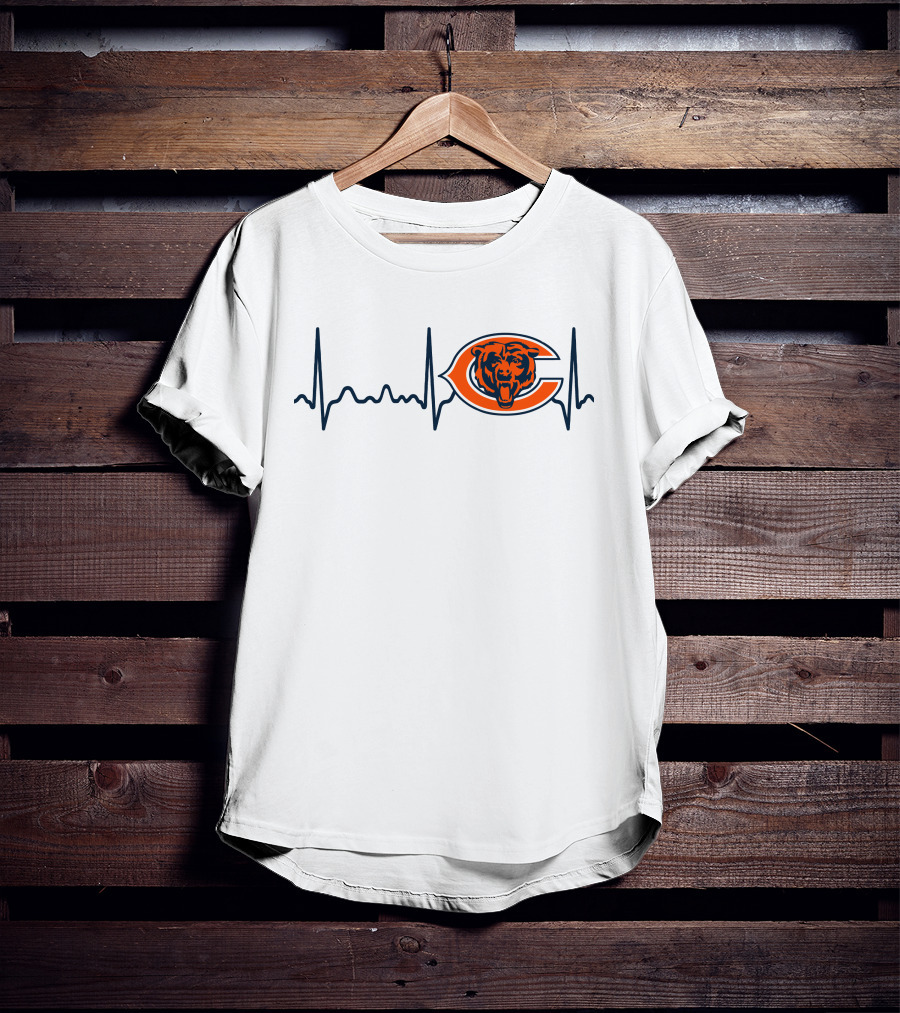 Heartbeat Chicago Bears Logo Electrocardiogram T-Shirt