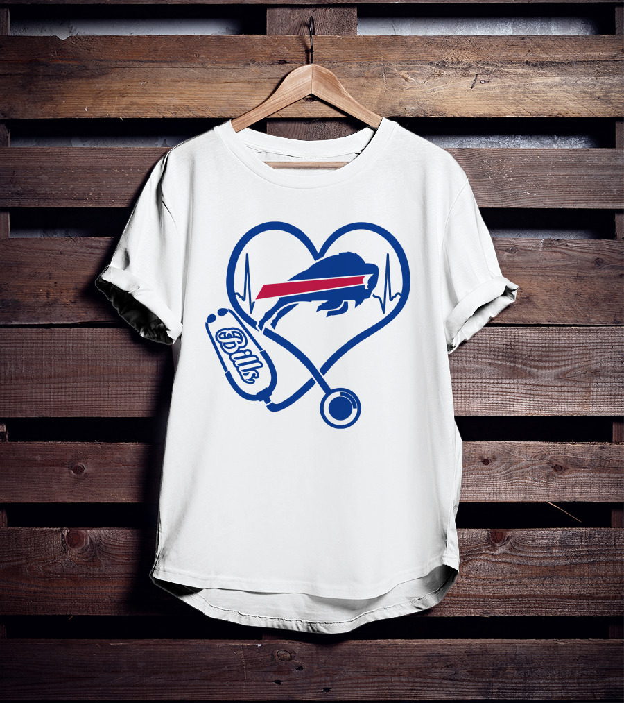 Buffalo Bills Heartbeat Stethoscope Nurse Love T-Shirt