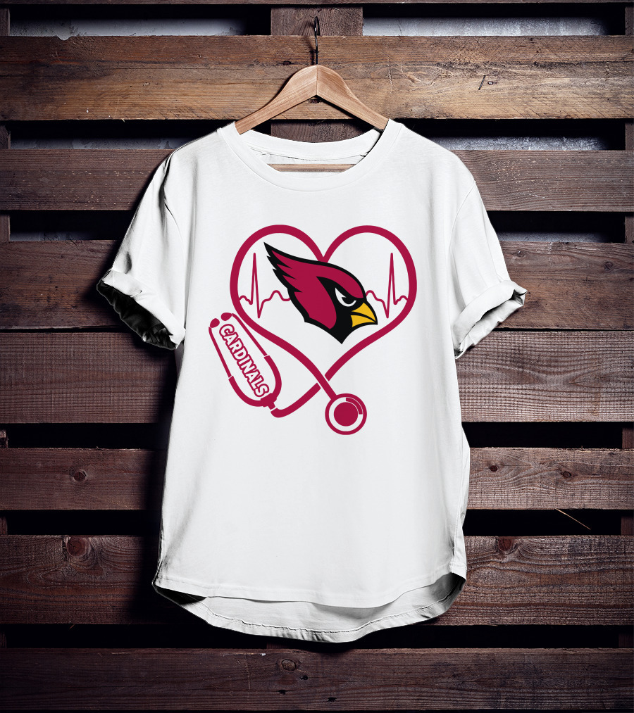 Arizona Cardinals Nurse Heartbeat Stethoscope T-Shirt