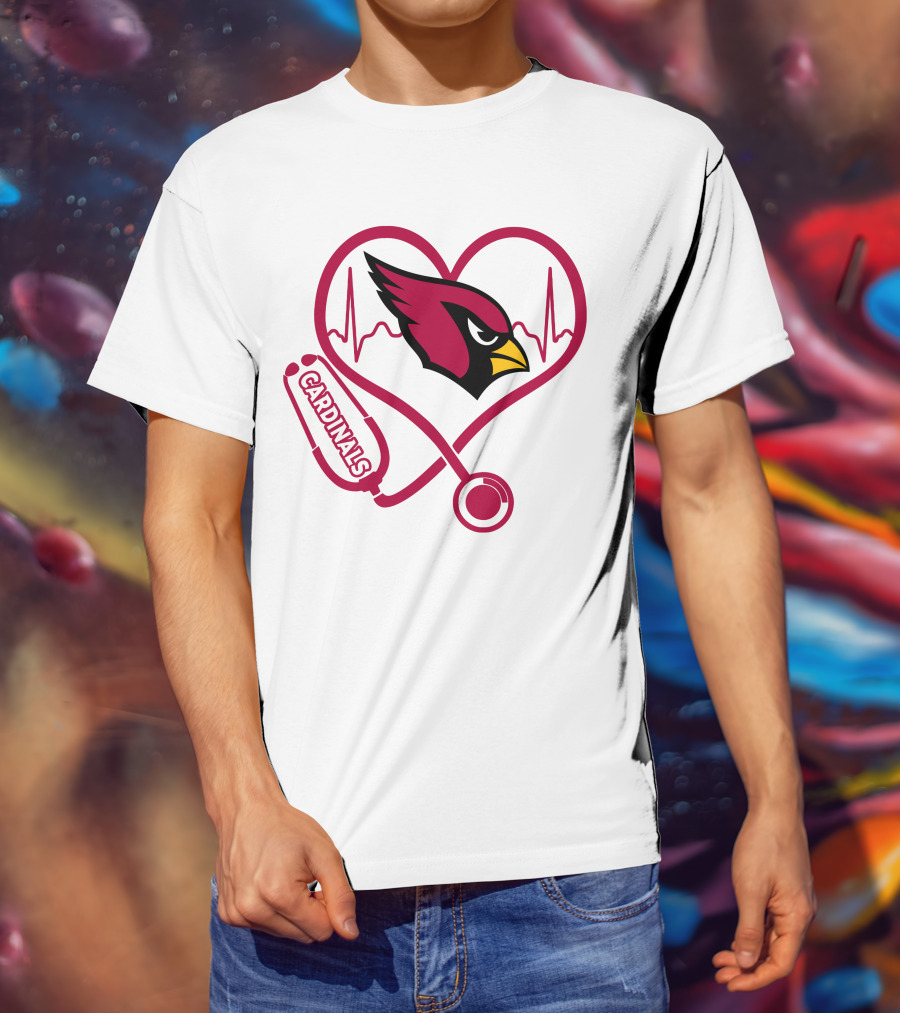 Arizona Cardinals Nurse Heartbeat Stethoscope T-Shirt