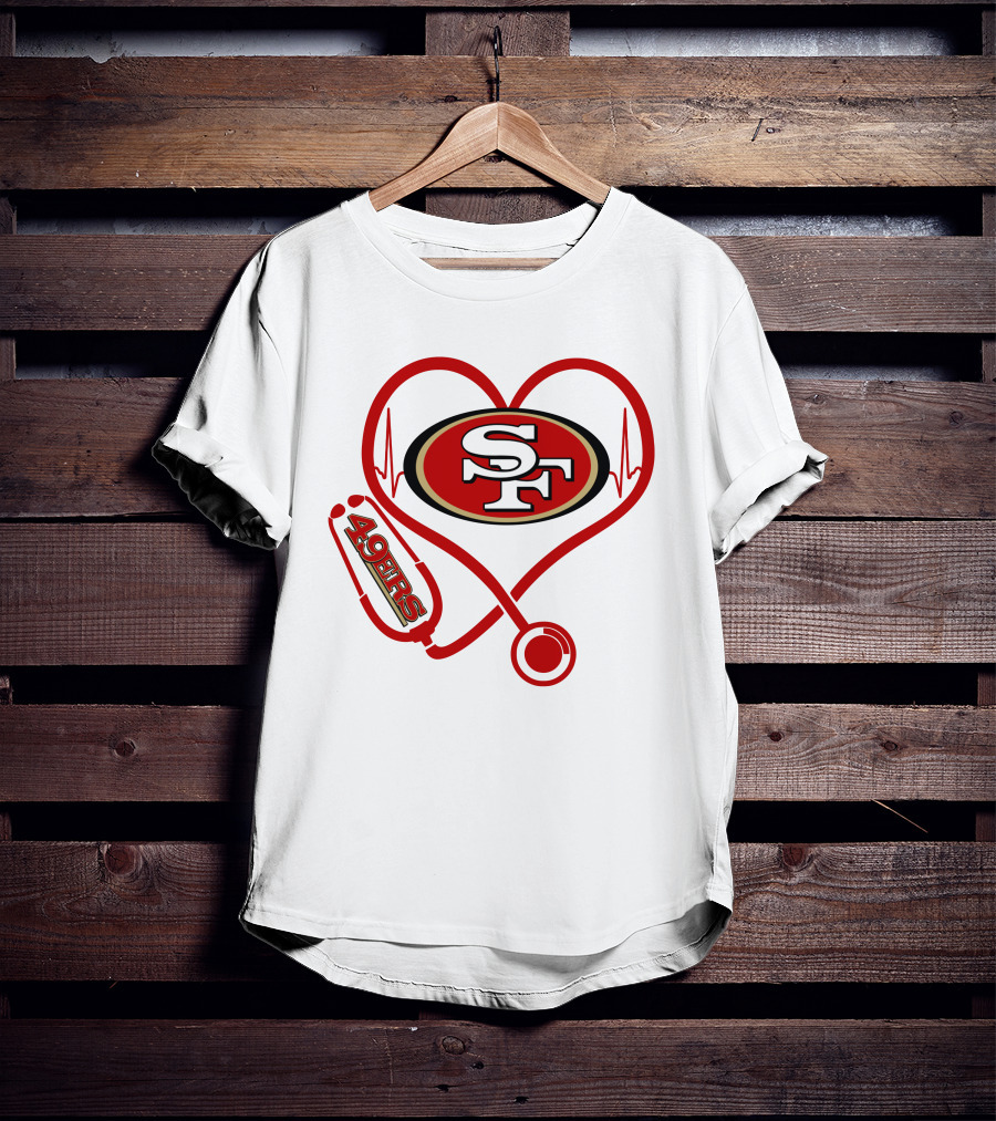 San Francisco 49ers Nurse Heartbeat Love Stethoscope T-Shirt