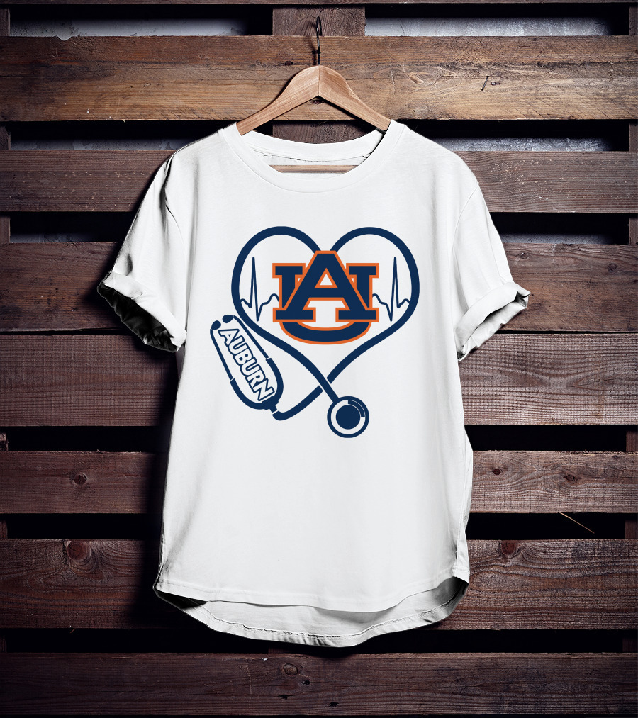 Auburn Tigers Nurse Heartbeat Stethoscope Love T-Shirt