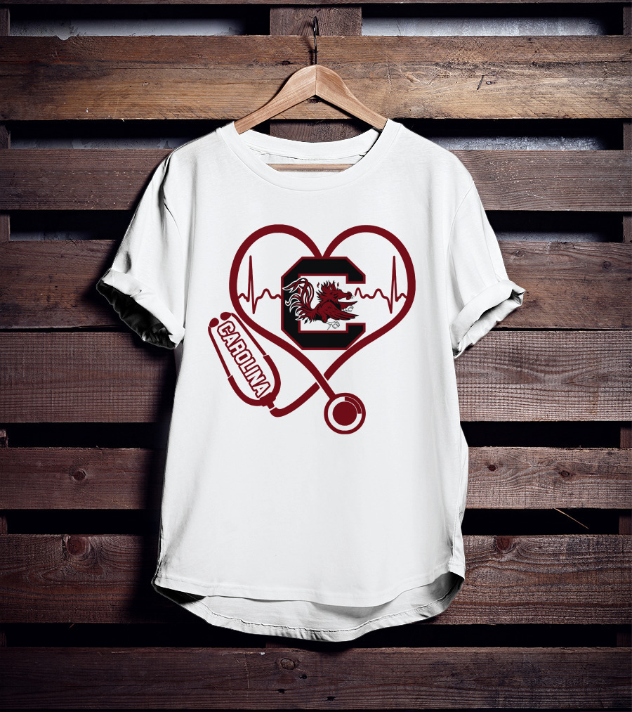 South Carolina Gamecocks Nurse Stethoscope Heartbeat T-Shirt