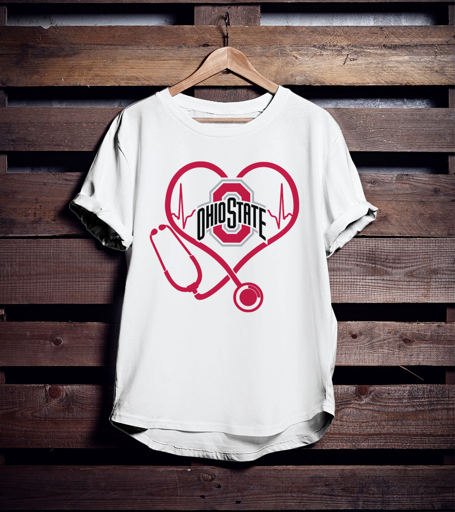 Ohio State Buckeyes Nurse Heartbeat Stethoscope T-Shirt