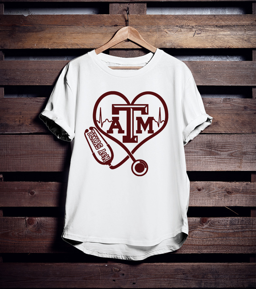 Texas A&M Aggies Nurse Heartbeat Stethoscope T-Shirt