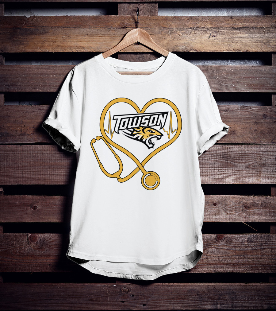 Nurse Love Towson Tigers Heart Stethoscope T-Shirt