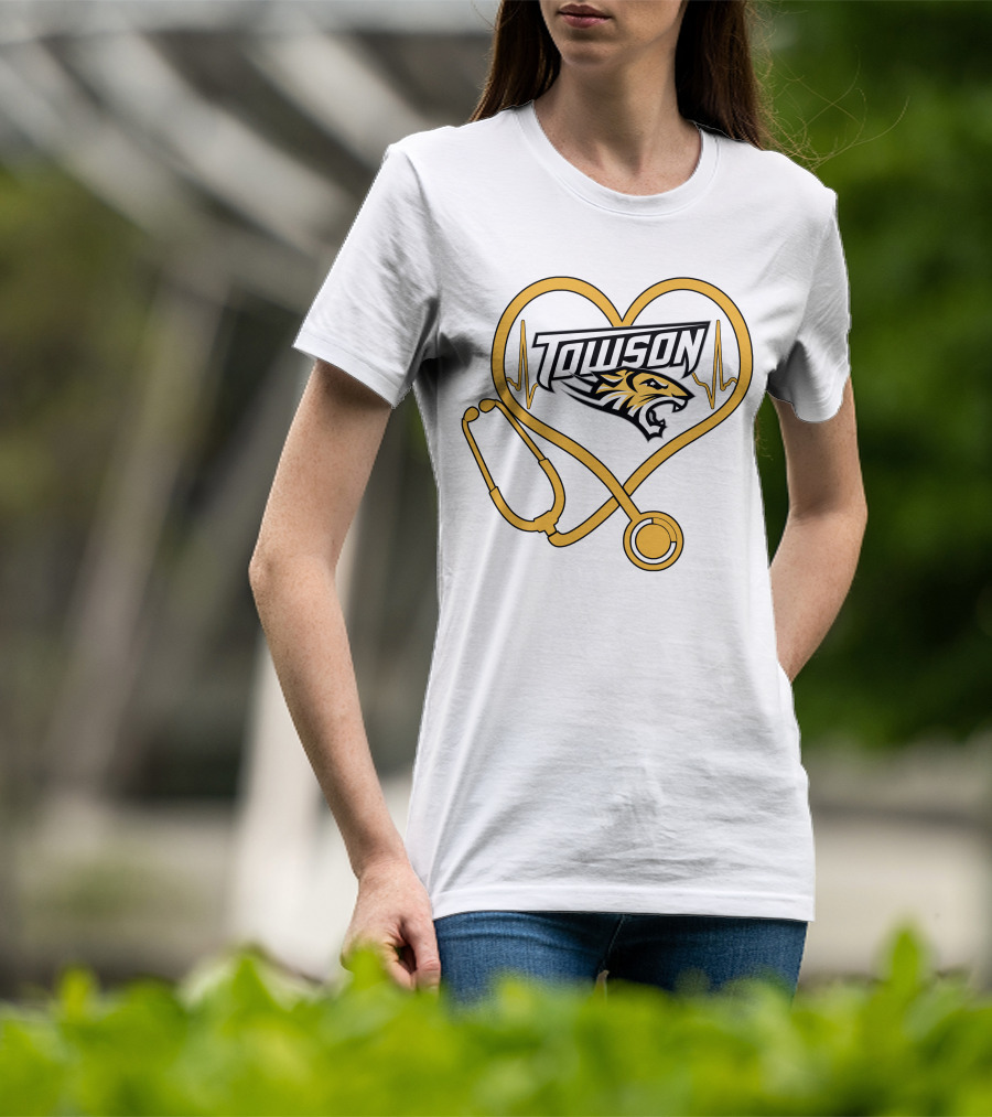 Nurse Love Towson Tigers Heart Stethoscope T-Shirt