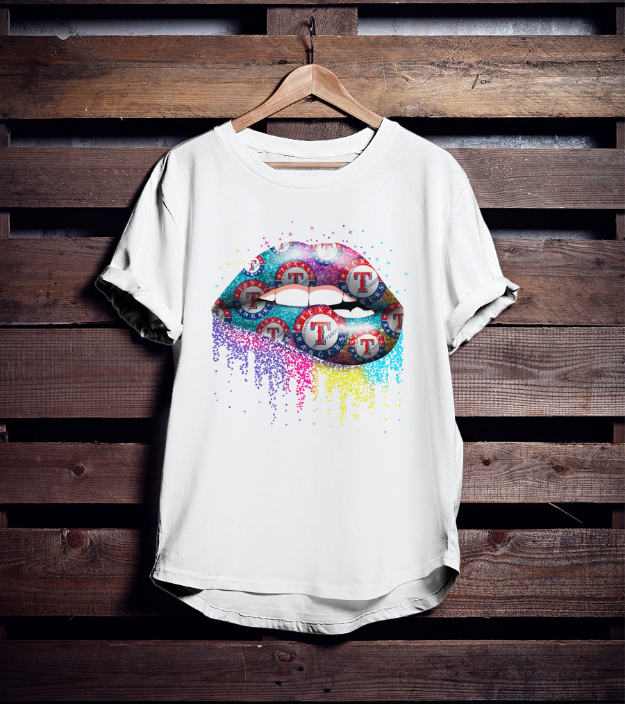 Texas Rangers Logo Pattern Lips T-Shirt