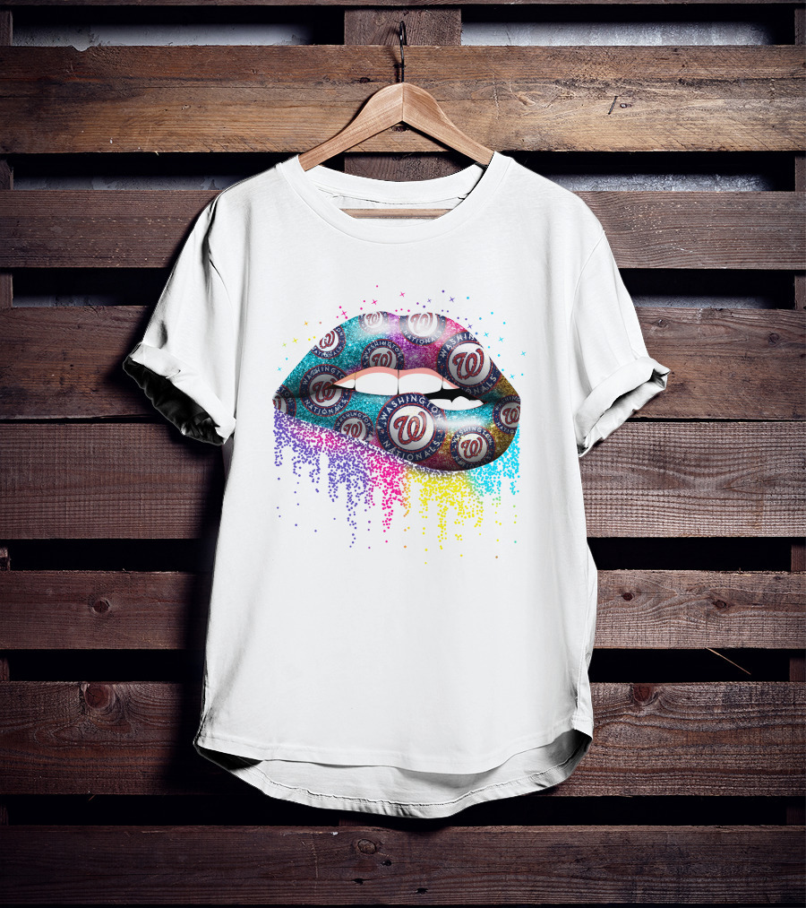 Washington Nationals Logo Pattern Lips T-Shirt