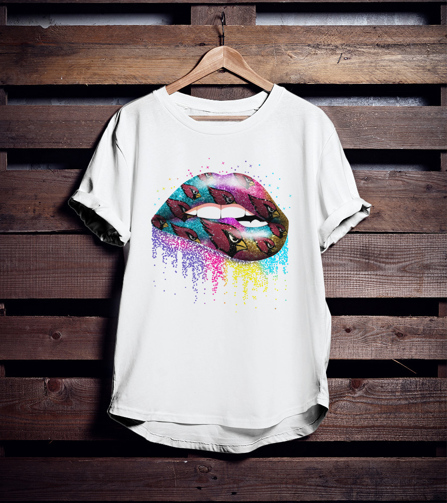 Lips Sparkle Glitter Arizona Cardinals T-Shirt