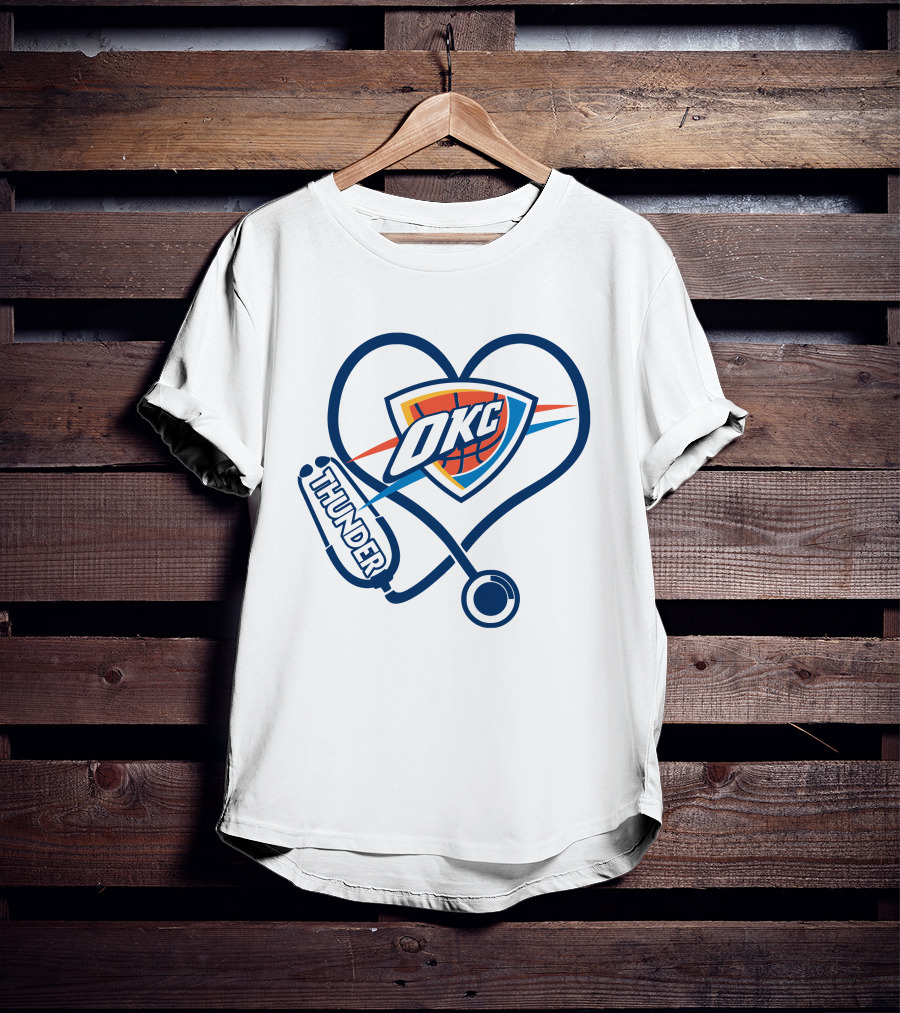 Oklahoma City Thunder Okc Heart Nurse Stethoscope T-Shirt