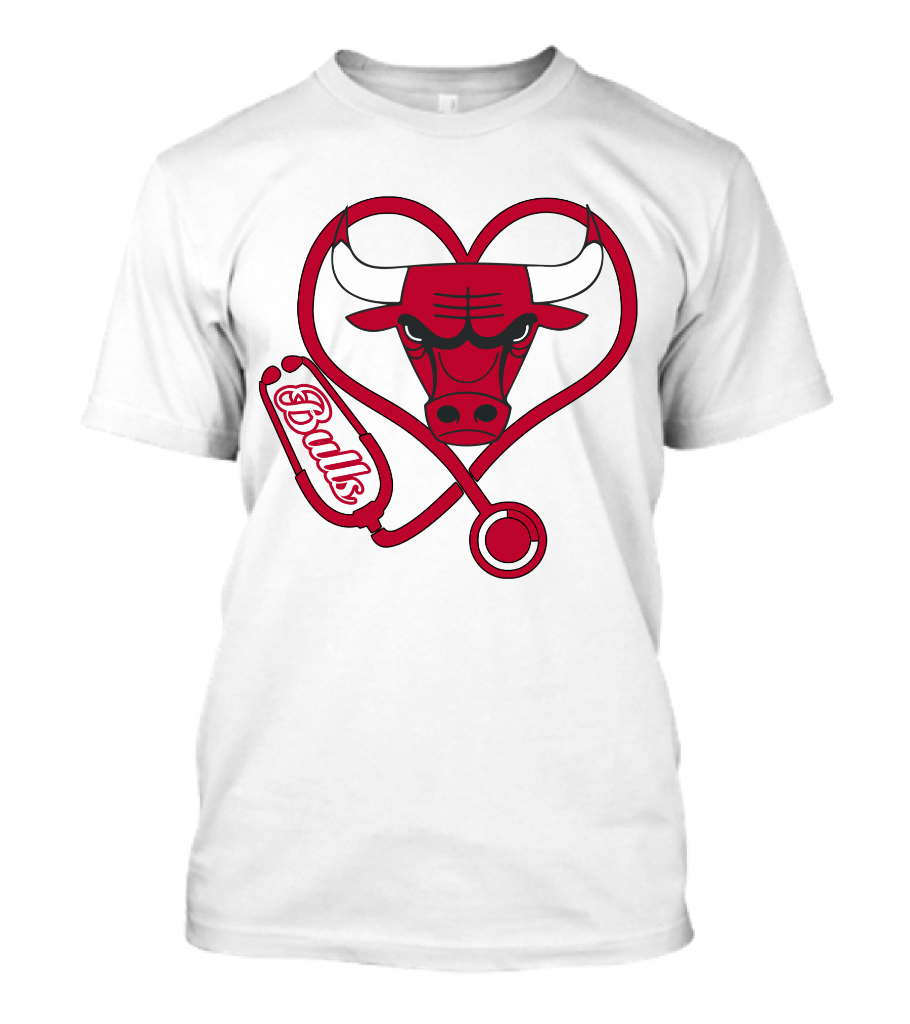 Chicago Bulls Nurse Heart Stethoscope T-Shirt