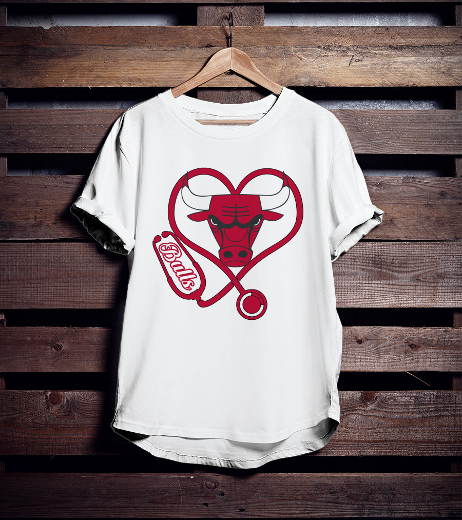 Chicago Bulls Nurse Heart Stethoscope T-Shirt