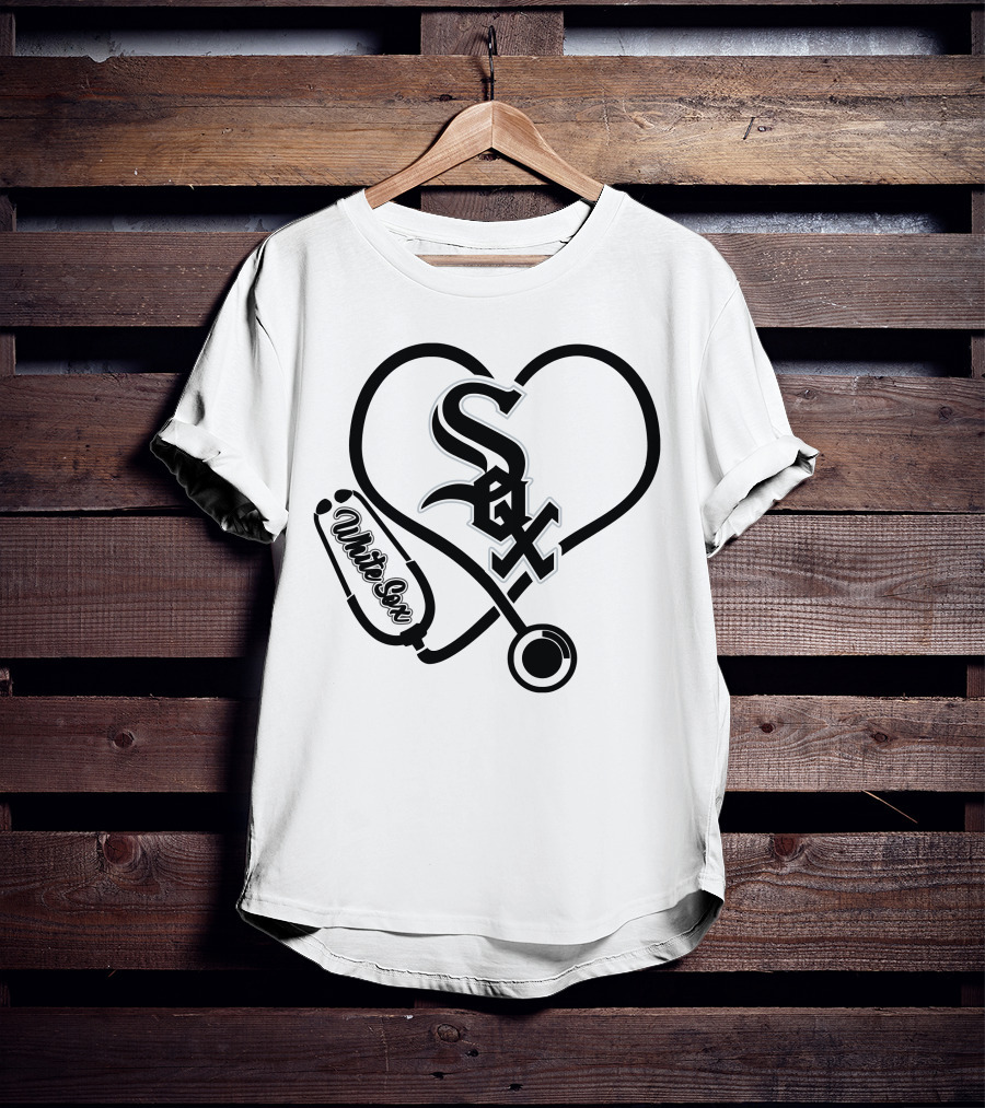 Nurse Love White Sox Heart Stethoscope T-Shirt