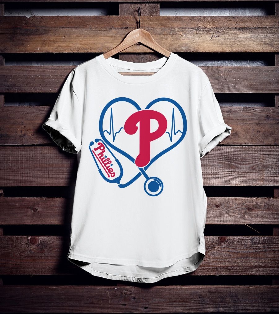 Philadelphia Phillies Nurse Heartbeat Stethoscope T-Shirt