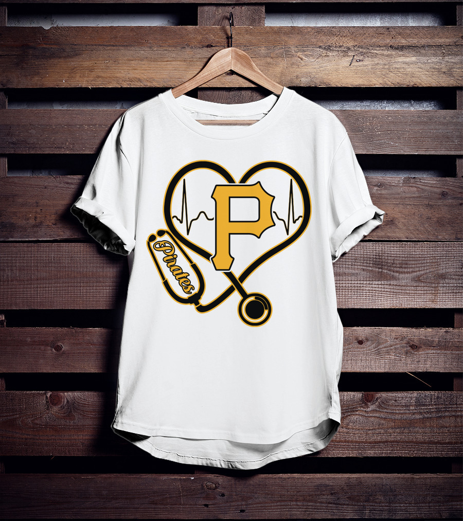 Nurse Heartbeat Stethoscope Pittsburgh Pirates Fan Love T-Shirt