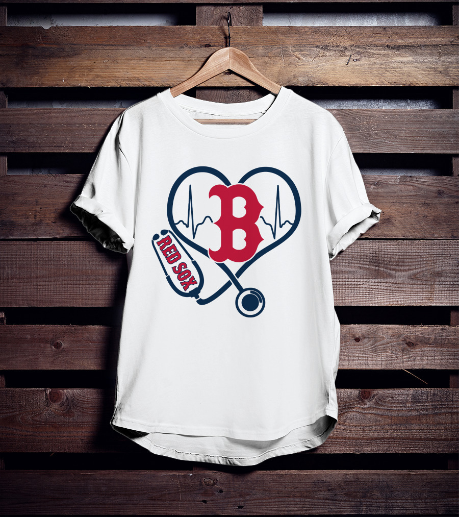 Nurse Heartbeat Love Boston Red Sox Stethoscope T-Shirt