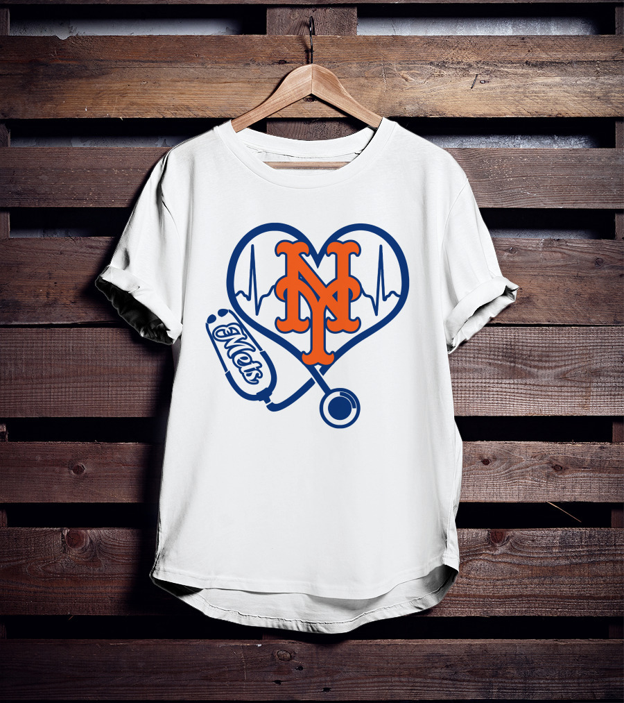 New York Mets Nurse Heartbeat Stethoscope Mets T-Shirt