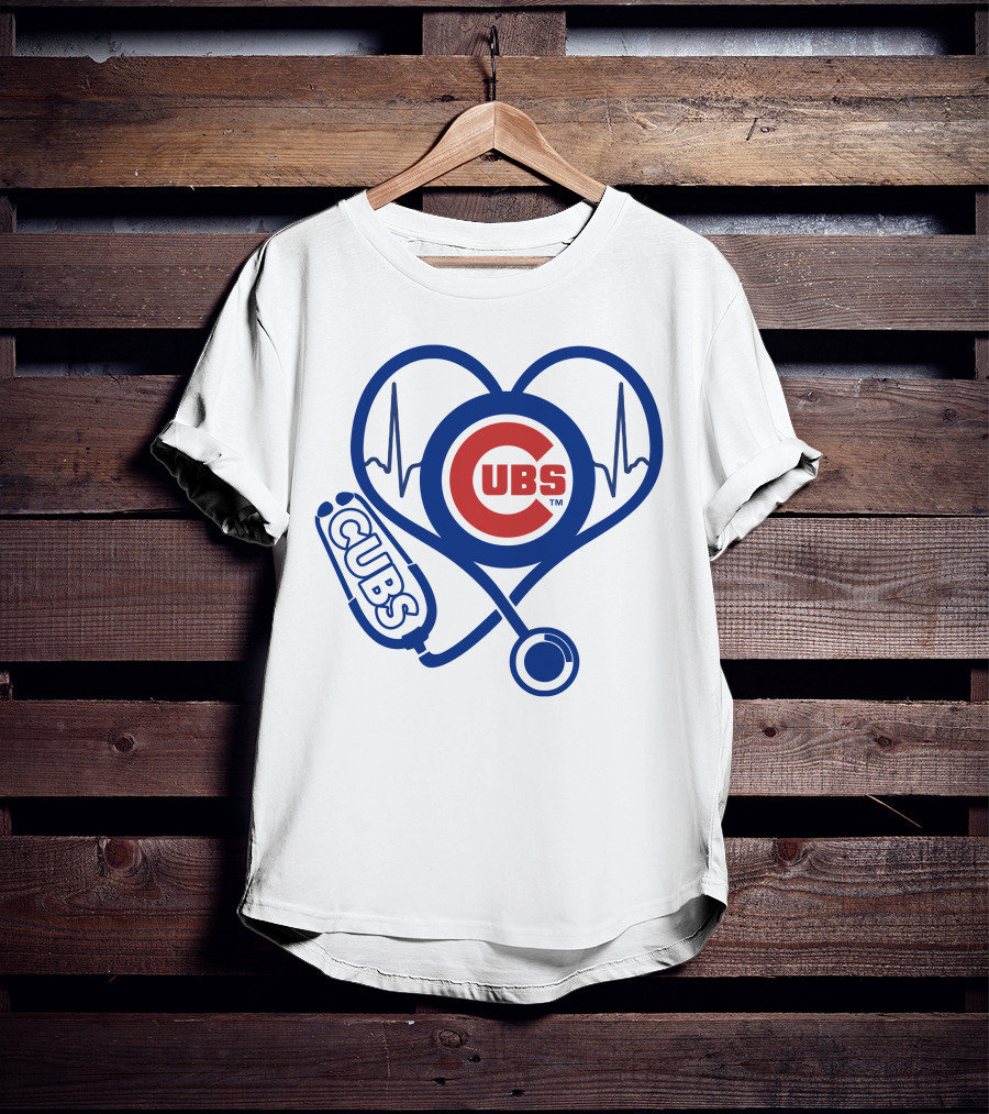 Cubs Heartbeat Nurse Stethoscope Chicago Cubs T-Shirt