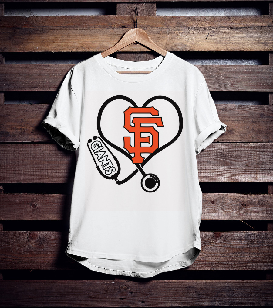 San Francisco Giants Nurse Love Heart Stethoscope T-Shirt
