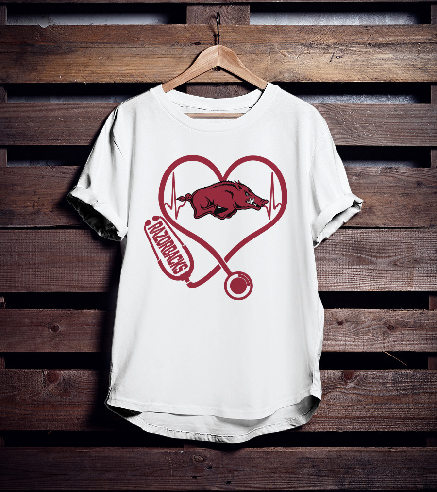 Razorbacks Nurse Heartbeat Arkansas Love T-Shirt