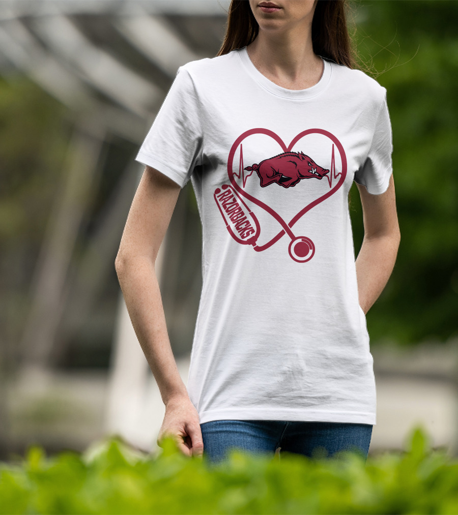 Razorbacks Nurse Heartbeat Arkansas Love T-Shirt