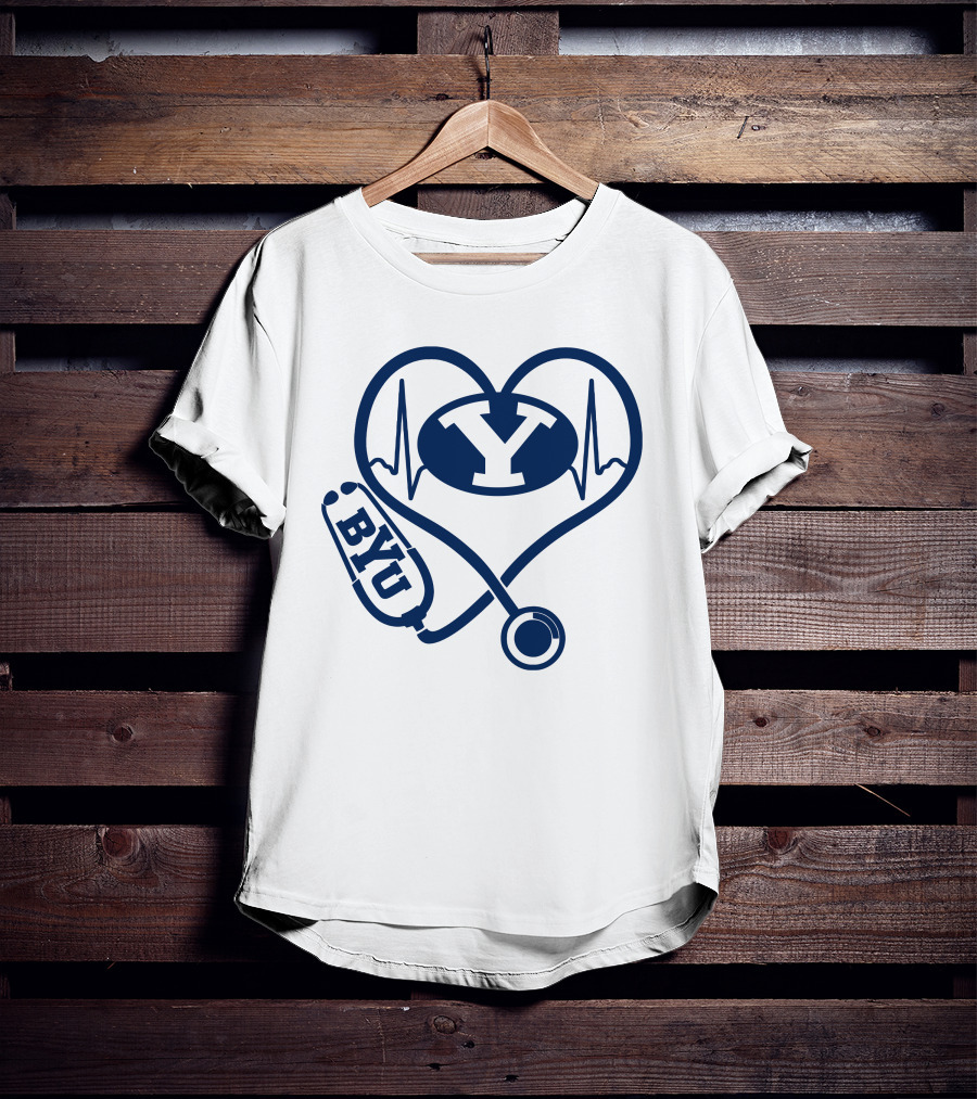 Nurse Love BYU Heartbeat Stethoscope T-Shirt