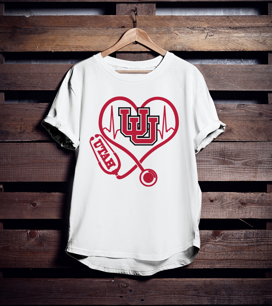 Utah Utes Nurse Heartbeat Stethoscope T-Shirt